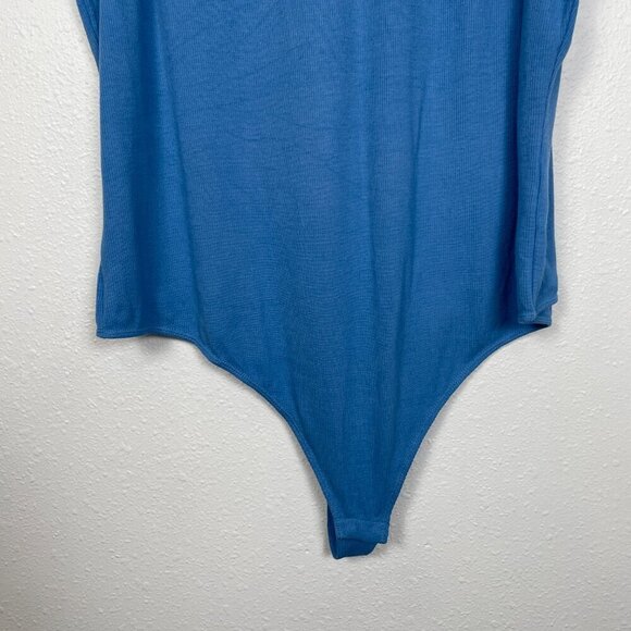 NWT Ashley Graham Knix Micro Modal Ribbed Tank Bodysuit in Blue daylight Sz: 3XL - Picture 4 of 10